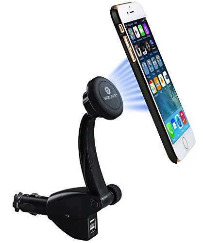 0851077006309 - CAR MOUNT CHARGER, WIZGEAR UNIVERSAL MAGNETIC CAR CHARGER SOCKET MOUNT HOLDER, WITH DUAL USB CHARGER, FOR CELL PHONES AND MINI TABLETS WITH FAST SWIFT-SNAPTM TECHNOLOGY, MAGNETIC CELL PHONE MOUNT