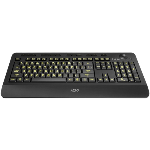 0851104001055 - AZIO VISION BACKLIT USB KEYBOARD WITH LARGE PRINT KEYS AND 5 INTERCHANGEABLE BACKLIGHT COLORS (KB506) - WIRED