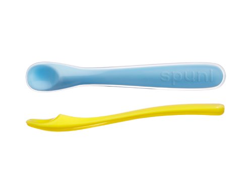0851134005016 - SPUNI SOFT-TIP BABY SPOON IN BUBBLY BLUE & LUCKY LEMON