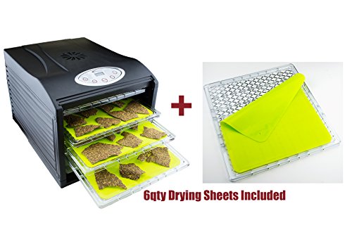 0851307003214 - SAMSON SILENT DEHYDRATOR PACKAGE WITH 6 QTY NON STICK SILICONE DRYING SHEETS 6-TRAY WITH DIGITAL CONTROLS