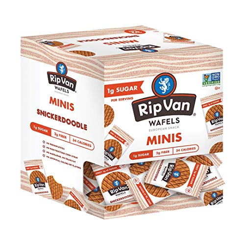 0851532008947 - RIP VAN WAFELS SNICKERDOODLE MINI STROOPWAFELS - LOW CARB SNACKS (3G NET CARBS) - NON GMO SNACK - KETO FRIENDLY - OFFICE SNACKS - LOW CALORIE SNACK (34 CALORIES) - LOW SUGAR (1G) - 32 PACK