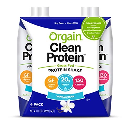 0851770006675 - ORGAIN GRASS FED CLEAN PROTEIN SHAKE, VANILLA BEAN - MEAL REPLACEMENT, READY TO DRINK, GLUTEN FREE, SOY FREE, KOSHER, NON-GMO, 11 FL OZ, 4 COUNT (PACKAGING MAY VARY)