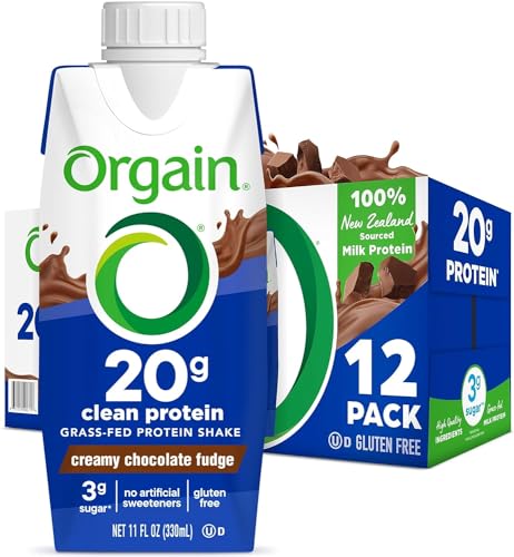 0851770006873 - ORGAIN GRASS FED CLEAN PROTEIN SHAKE, CREAMY CHOCOLATE FUDGE - 20G OF PROTEIN, MEAL REPLACEMENT, READY TO DRINK, GLUTEN FREE, SOY FREE, KOSHER, PACKAGING MAY VARY, 11 FL OZ (PACK OF 12)