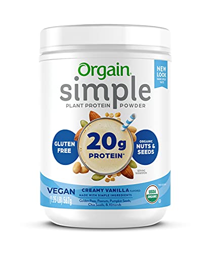 0851770007481 - ORGAIN ORGANIC SIMPLE VEGAN PROTEIN POWDER, VANILLA - 20G PLANT BASED PROTEIN, MADE WITH FEWER INGREDIENTS, NO STEVIA OR ARTIFICIAL SWEETENERS, GLUTEN FREE, DAIRY FREE, SOY FREE - 1.25LB