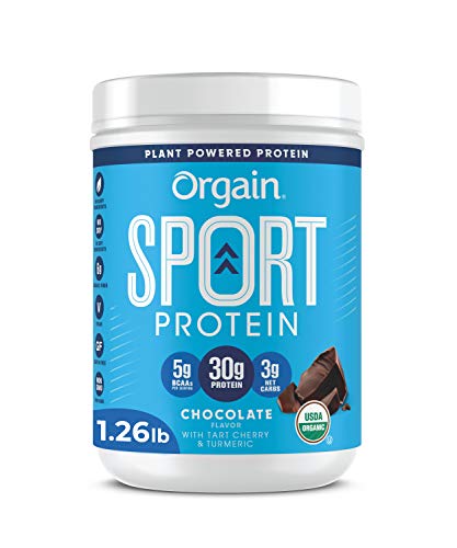0851770007672 - ORGAIN CHOCOLATE SPORT PLANT-BASED PROTEIN POWDER, MADE WITH ORGANIC TURMERIC, GINGER, BEETS, CHIA SEEDS, CHERRY, BROWN RICE AND FIBER, VEGAN, NO GLUTEN, SOY OR DAIRY, NON GMO - 1.26 LBS