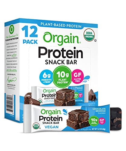 0851770008228 - ORGAIN ORGANIC PLANT BASED PROTEIN BAR, CHOCOLATE BROWNIE - VEGAN, GLUTEN FREE, DAIRY FREE, SOY FREE, LACTOSE FREE, KOSHER, NON-GMO, 1.41 OUNCE, 12 COUNT (PACKAGING MAY VARY)