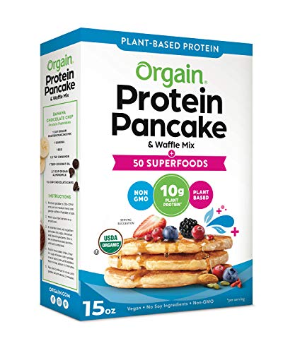 0851770009010 - ORGAIN PROTEIN PANCAKE & WAFFLE MIX, 50 SUPERFOODS - MADE WITH MANGO, ORGANIC KALE, CHIA SEEDS, CARROT, BEET POWDER, WHEAT GRASS & TART CHERRY, 10G OF PLANT BASED PROTEIN, NON-GMO, 15 OZ