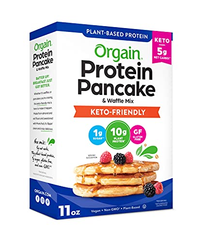 0851770009034 - ORGAIN KETO FRIENDLY PROTEIN PANCAKE & WAFFLE MIX - GLUTEN FREE, 5G NET CARBS, 10G OF PLANT BASED PROTEIN PER SERVING, MADE WITHOUT DAIRY & SOY, NON-GMO, 11.1 OZ