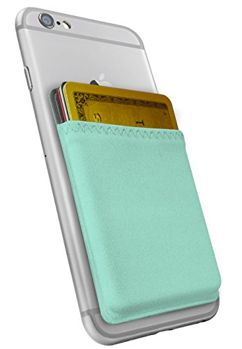 0851772006758 - SILK STICK-ON PHONE WALLET - SIDECAR SLIM EXPANDABLE CREDIT CARD POCKET - FITS IPHONE AND ANDROID (MINT GREEN)