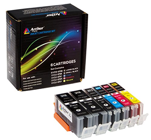 0851815006370 - 6 PACK ARTHUR IMAGING COMPATIBLE INK CARTRIDGE REPLACEMENT FOR CANON PGI-270XL CLI-271XL (2 LARGE BLACK, 1 SMALL BLACK, 1 CYAN, 1 YELLOW, 1 MAGENTA, 6-PACK)