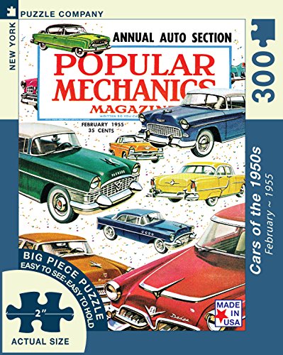 0851996002994 - NEW YORK PUZZLE COMPANY - POPULAR MECHANICS CARS OF THE 1950S - 300 PIECE JIGSAW PUZZLE