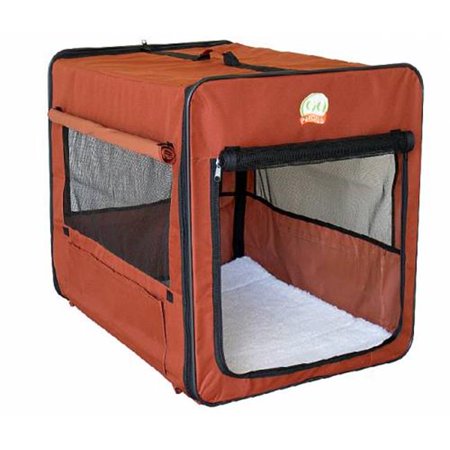 0852134002524 - SOFT-SIDED DOG CRATE WITH MAT IN BROWN SIZE SMALL 16.5 H X 16.5 W X 18 D