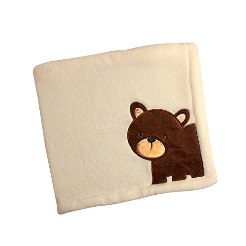 0085214097268 - CARTER'S FRIENDS COLLECTION BABY BLANKET AND CORAL FLEECE WITH BEAR APPLIQUE, BORDER/BEAR