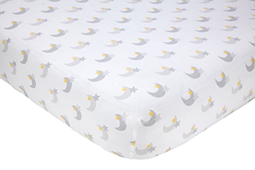 0085214103464 - LITTLE LOVE BY NOJO SEPARATES COLLECTION STAR/MOON PRINTED CRIB SHEET, GREY, 52 X 28