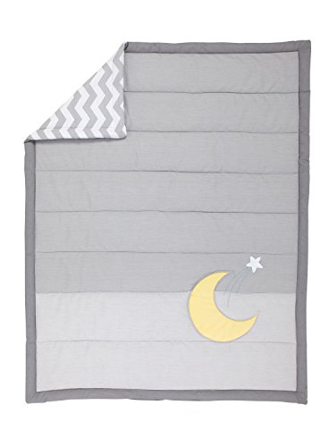 0085214104065 - LITTLE LOVE BY NOJO SEPARATES COLLECTION STAR AND MOON APPLIQUE COMFORTER, 42 X 33, GREY/YELLOW