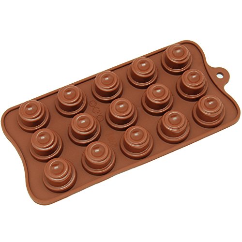 0852163003356 - FRESHWARE CB-609BR 15-CAVITY SILICONE SPIRAL CONE CHOCOLATE, CANDY AND GUMMY MOLD