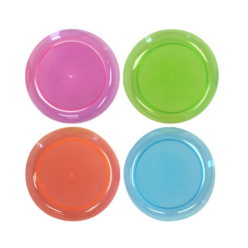 0852277143498 - PARTY ESSENTIALS N64090 BRIGHTS HARD PLASTIC ROUND APPETIZER PARTY PLATE, 6 DIAMETER, ASSORTED NEON (CASE OF 480)