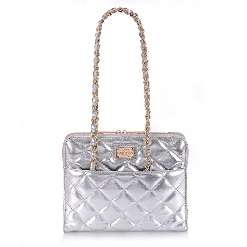 0852318002647 - SANDY LISA ST. TROPEZ QUILTED PURSE, CARRYING BAG FOR TABLET, SILVER/GOLD