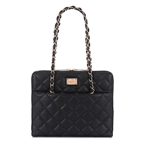 0852318002678 - SANDY LISA ST. TROPEZ QUILTED PURSE, CARRYING BAG FOR TABLET, BLACK/GOLD