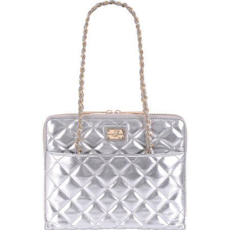 0852318002685 - SANDY LISA ST. TROPEZ QUILTED PURSE, CARRYING BAG FOR TABLET, SILVER/GOLD