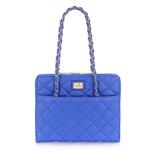 0852318002708 - SANDY LISA ST. TROPEZ QUILTED PURSE, CARRYING BAG FOR TABLET, BLUE/GOLD