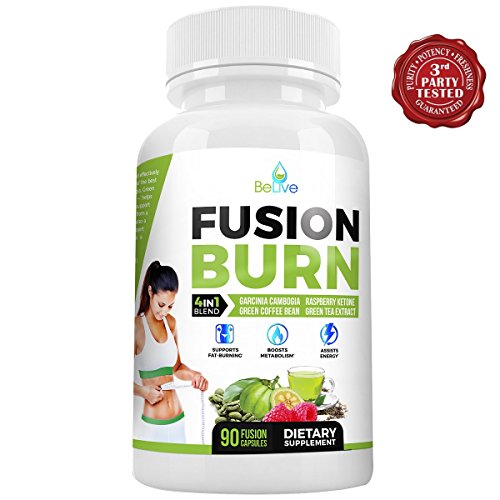 0008523343918 - FUSION BURN GARCINIA CAMBOGIA THERMOGENIC WEIGHT LOSS PILLS FOR ALL BODY TYPES - GREEN TEA EXTRACT, GREEN COFFEE BEAN, RASPBERRY KETONES - FAT BURNER PILLS FOR WOMEN AND MEN - 90 CAPS