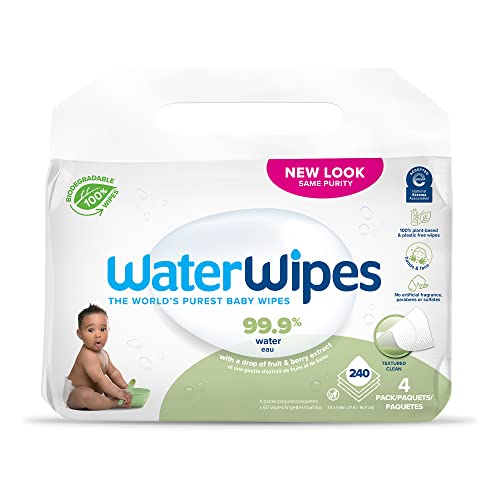 0852401006408 - WATERWIPES TEXTURED, SENSITIVE, UNSCENTED BABY AND TODDLER SOAPBERRY WIPES, 4 PACKS (240 WIPES)
