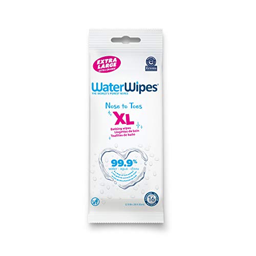 0852401006477 - WATERWIPES WATERWIPES NOSE TO TOES XL BATHING WIPES 16 WIPES, UNSCENTED, 16 COUNT