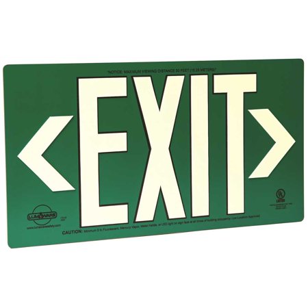 0852581007219 - LUMAWARE GREEN METAL ALUMINUM ENERGY-FREE PHOTOLUMINESCENT UL924 EMERGENCY EXIT SIGN WITH LED LIGHTING COMPLIANT