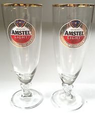 0085265987488 - AMSTEL LIGHT 24 K GOLD RIMMED CHALICE GLASS | SET OF 2 GLASSES