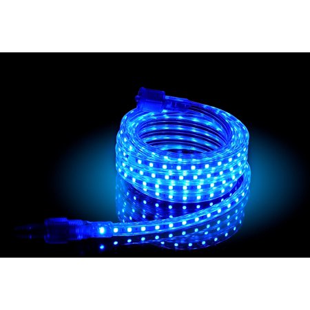 0852659929771 - CBCONCEPT® 10 FEET, SUPER BRIGHT 2700 LUMEN, BLUE, DIMMABLE, 110-120V AC FLEXIBLE FLAT LED STRIP ROPE LIGHT, 180 UNITS 5050 SMD LEDS, WATERPROOF IP65, ACCESSORIES INCLUDED, SIZE: 0.51 INCH WIDTH X 0.31 INCH THICKNESS-