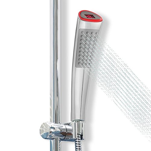 0852661664967 - H2O VIBE THERMOMETER HANDHELD SHOWERHEAD IN PREMIUM CHROME FINISH - DISPLAYS ACCURATE WATER TEMPERATURE (HOSE NOT INCLUDED)