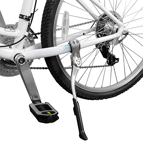 0852664529560 - BV BICYCLE ALLOY ADJUSTABLE HEIGHT REAR SIDE KICKSTAND, FOR BIKE 24 - 28 (SILVER)