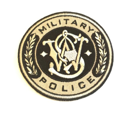 0852668123474 - MILITARY POLICE M&P SMITH & WESSON ROUND SILVER & BLACK EMBROIDERED PATCH