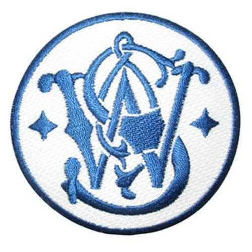 0852668123481 - SMITH & WESSON BLUE & WHITE LOGO EMBROIDERED PATCH