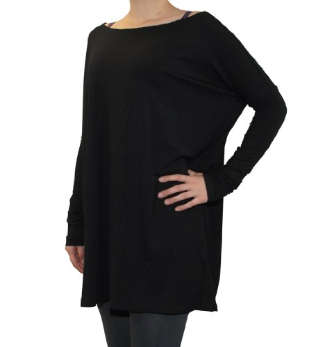 0852672920953 - PIKO WOMEN'S FAMOUS 1988 LONG SLEEVE BAMBOO TOP LOOSE FIT SMALL BLACK