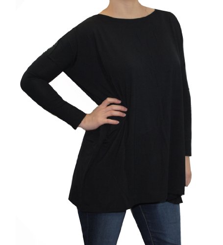 0852672922216 - PIKO WOMEN'S FAMOUS LONG SLEEVE BAMBOO TOP LOOSE FIT (LARGE, BLACK)
