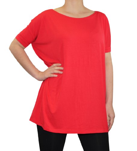 0852672922773 - PIKO WOMEN'S FAMOUS 1988 SHORT SLEEVE BAMBOO TOP LOOSE FIT (SMALL, RED)