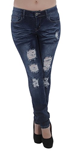 0852682775727 - STYLE M380P - PLUS SIZE MID WAIST COLOMBIAN DESIGN RIPPED SKINNY JEANS IN WASHED M. BLUE SIZE 20