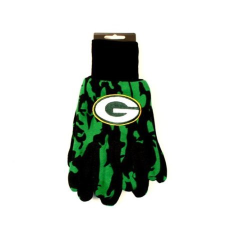 0852683528933 - NFL OFFICIALLY LICENSED TEAM COLORED CAMO WORK UTILITY GLOVES (GREEN BAY PACKERS)