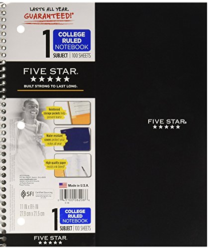 0852683959959 - MEAD FIVE STAR WIREBOUND NOTEBOOK, COLLEGE RULE, LETTER SIZE, WHITE, 100 SHEETS PER PAD - COLORS MAY VARY, PACK OF 6 NOTEBOOKS