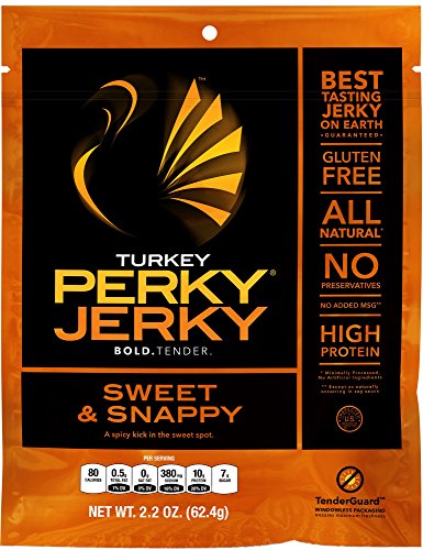 0852709002294 - PERKY JERKY GLUTEN FREE SWEET & SNAPPY TURKEY JERKY, 2.2 OUNCE