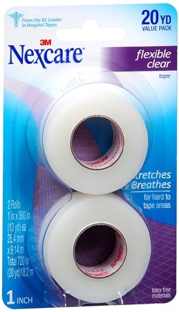 0085275700183 - NEXCARE TAPE, FLEXIBLE CLEAR, VALUE PACK 2 , 1 INCH X 10 YRDS EACH ROLL, (PACK OF 4) 80 YARDS TOTAL