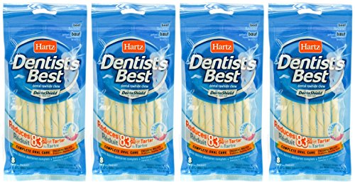 0085275701715 - HARTZ DENTIST'S BEST RAWHIDE TWIST CHEW, FOR DOGS, WITH DENTA SHIELD, 8 COUNT PK (PACK OF 4) 32 TOTAL