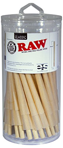 0852850006134 - NEW RAW SIZE 98MM PURE HEMP PRE-ROLLED CONES WITH FILTER (125 PACK)