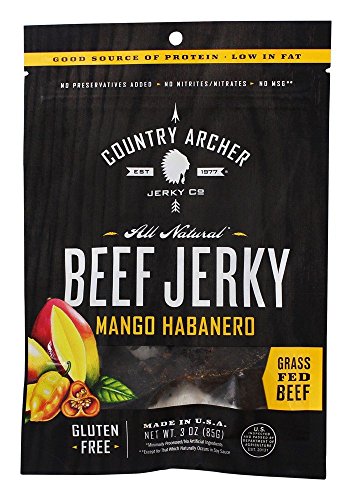 0853016002960 - COUNTRY ARCHER ALL NATURAL GLUTEN FREE BEEF JERKY, MANGO HABANERO, 3 OUNCE