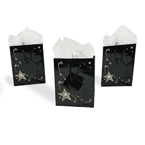 0853031057136 - SMALL GOLD STAR GIFT BAGS (1 DZ) BY FUN EXPRESS