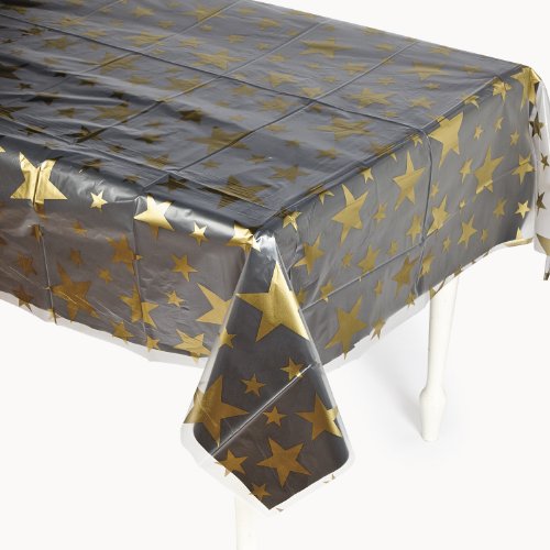 0853031066848 - CLEAR GOLD STAR PRINT TABLE COVER