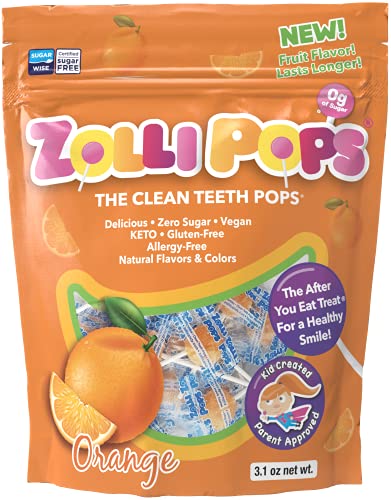 0853231003308 - ZOLLIPOPS THE CLEAN TEETH POPS, ORANGE, 15 COUNT