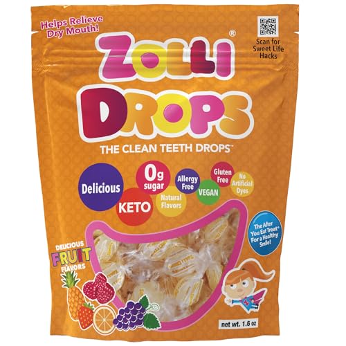 0853231003506 - ZOLLIPOPS | CLEAN TEETH ZOLLI DROPS - ANTI CAVITY, SUGAR FREE CANDY WITH XYLITOL FOR A HEALTHY SMILE - GREAT FOR KIDS, DIABETICS AND KETO DIET (15-COUNT, NATURAL FRUIT)